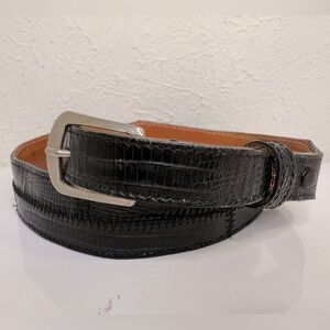 Tony Lama Black Lizard Embossed Leather Western Belt Men’s 30 VGUC